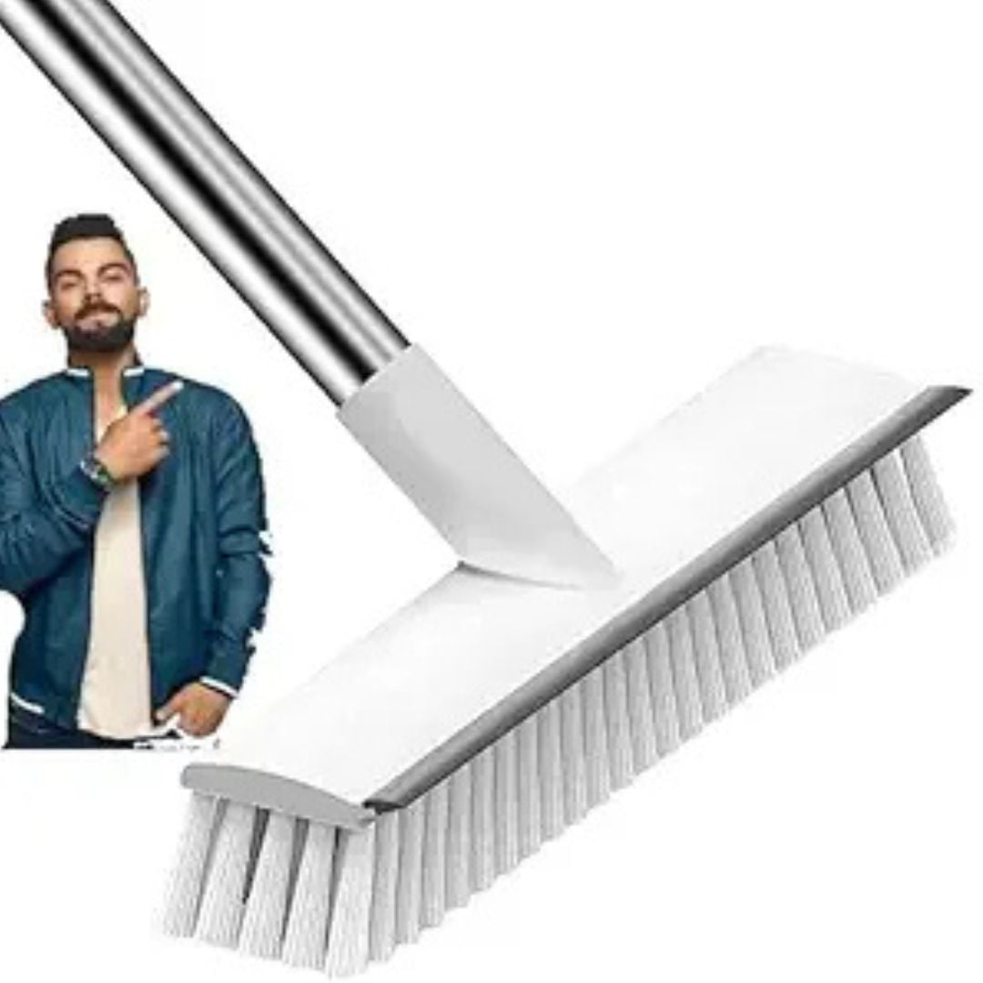 Milton White Bathroom Scrub Brush with Wiper - 2-in-1 Tile Cleaning - Hias E-commerce