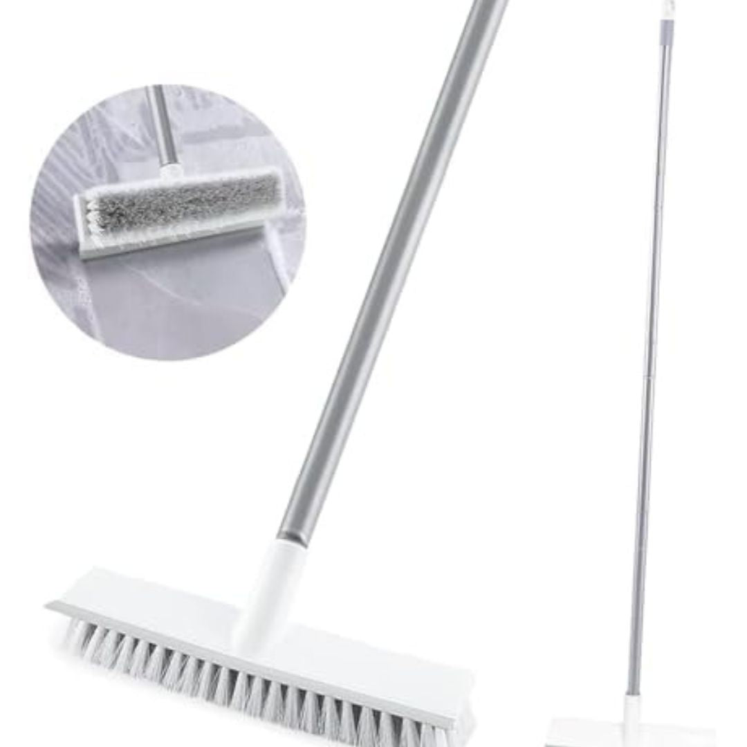 Milton White Bathroom Scrub Brush with Wiper - 2-in-1 Tile Cleaning - Hias E-commerce