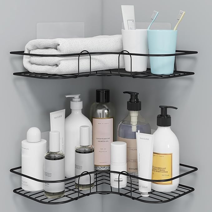 Metal Corner Rack Storage Shelves Hook Sticker - Organizer - Hias E-commerce