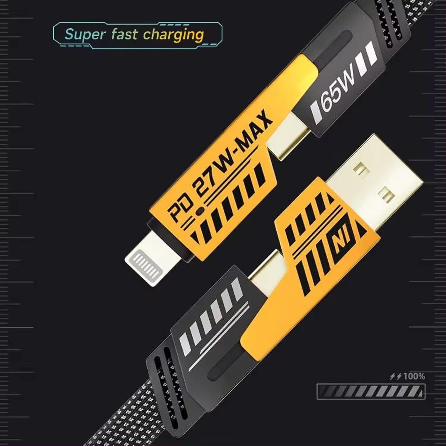 4 In 1 Charging Cable 65W Cable (1 Pc / 1 Mtr.) - Hias E-commerce