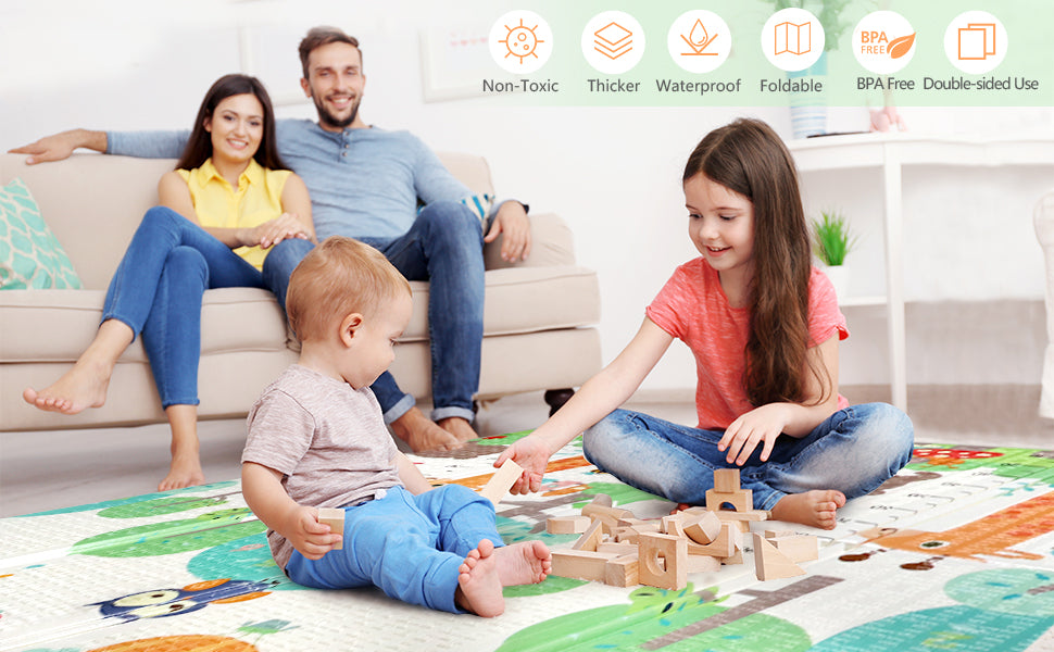Baby Play Mat - Large 6x4 FT Non-Toxic Foam Floor Mat - Hias E-commerce