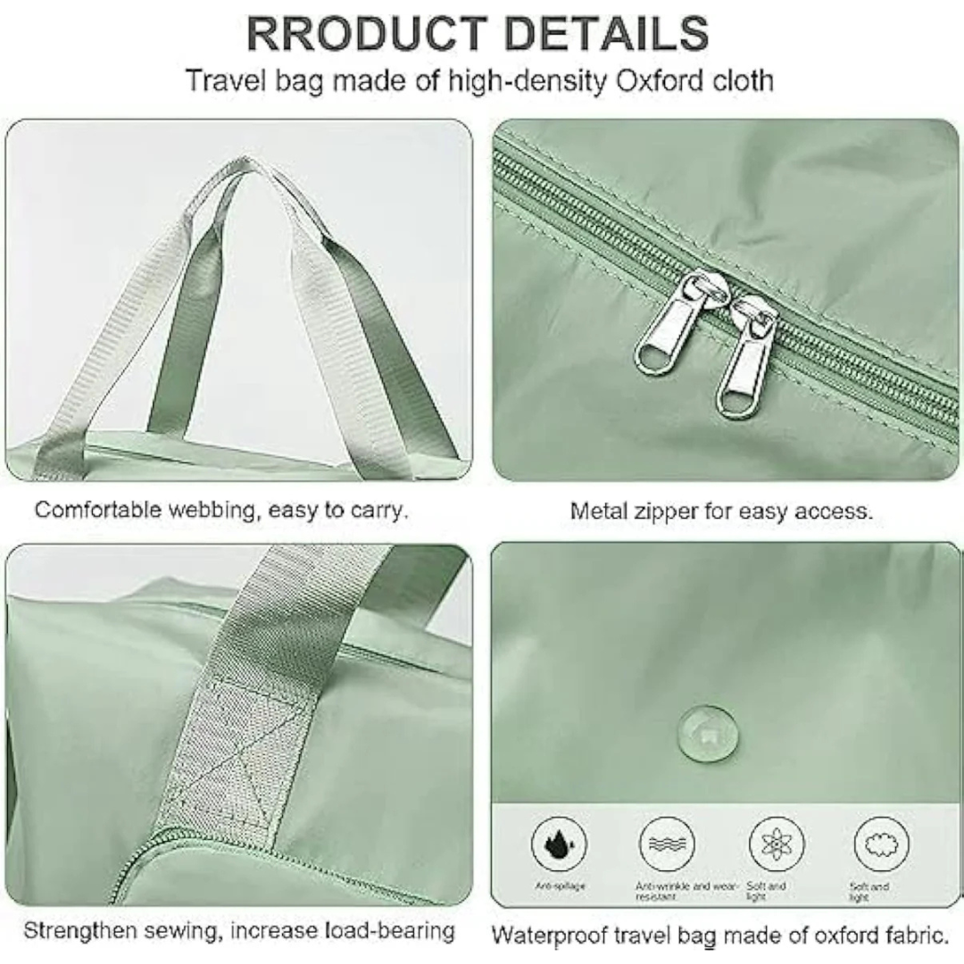 Green Foldable Travel Duffel Bag - Women Purse