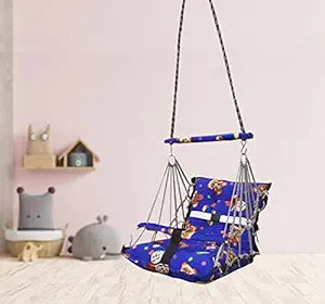 Luxurin Baby Swing: Portable Velvet Jhula Blue