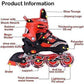 LED Kids Adjustable Inline Skates – Light-up, Fun, Comfortable