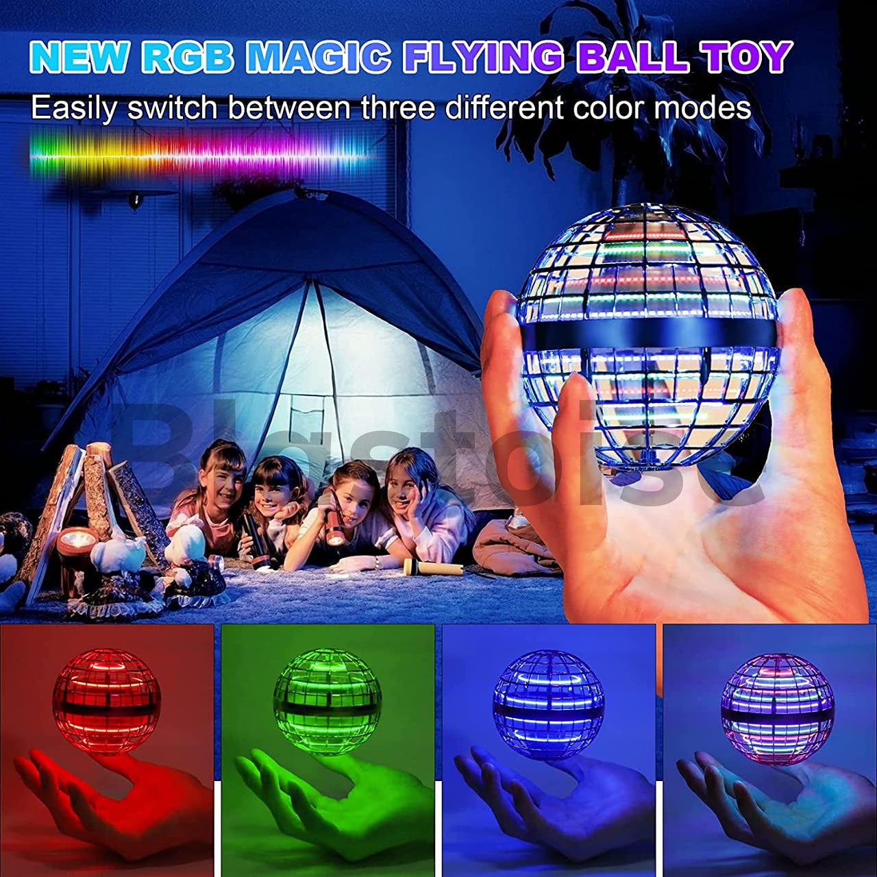 GlowGuard Air Spinner: Colorful LED Flying Ball with Safety Shield