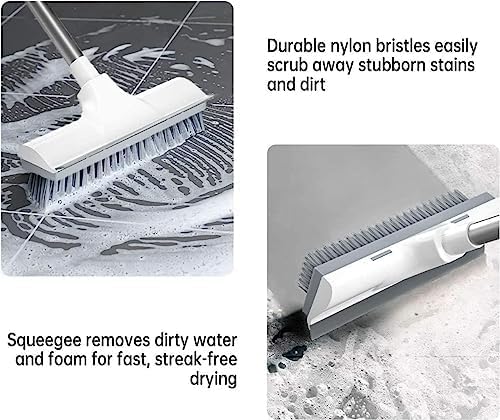 Milton White Bathroom Scrub Brush with Wiper - 2-in-1 Tile Cleaning