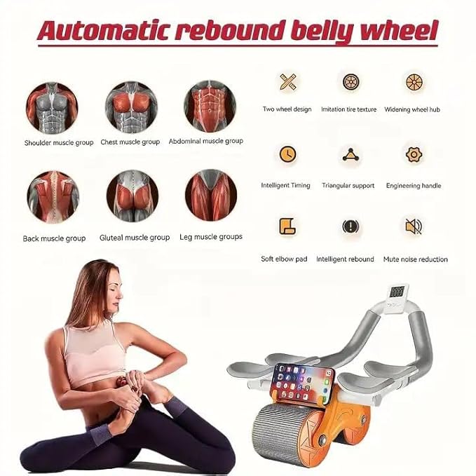 Upgraded Ab Roller with Elbow Support and Knee Pad