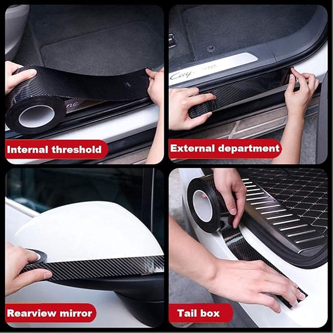 VINSU Car Door Sill Protector Carbon Fiber Tape Anti-Scratch