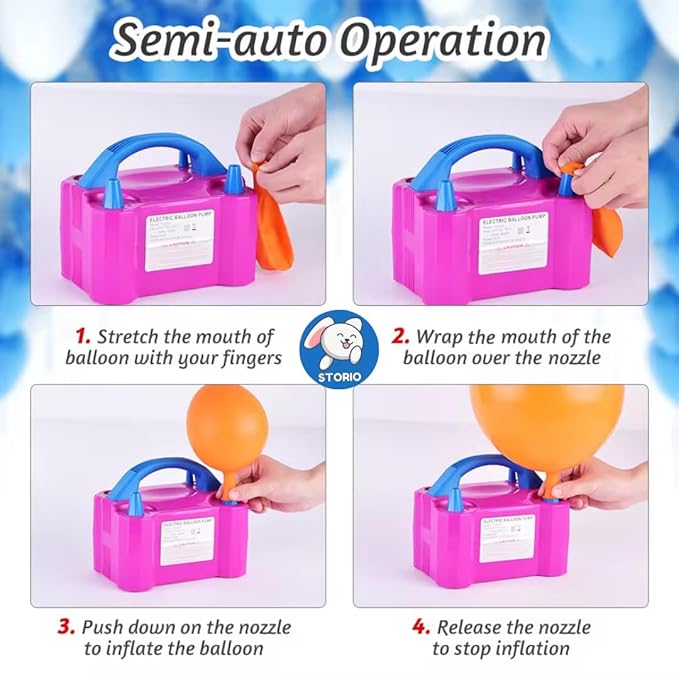 High-Power Electric Balloon Inflator with Dual Nozzles for Events