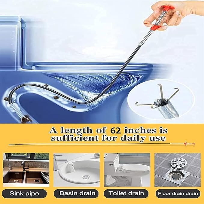 JENICO 160cm Flexible Drain Cleaner Snake for Clogs & Pipes