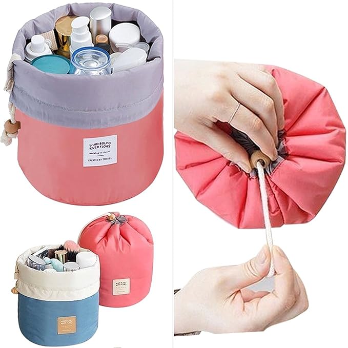 VGMAX Round Makeup Pouch Travel Cosmetic Organizer