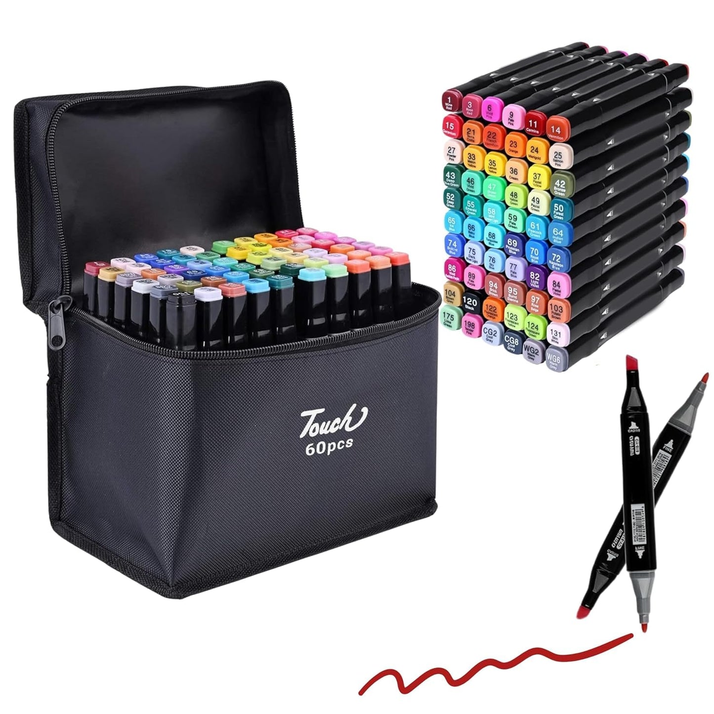 HIas E-commerce's - Dual Tip Alcohol Markers Set,Art Supplies With Carry Case, Colour Broad Drawing, Sketching (60) - Hias E-commerce