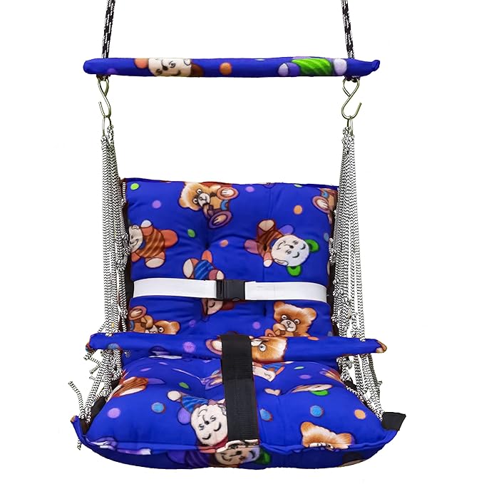 Luxurin Baby Swing: Portable Velvet Jhula Blue