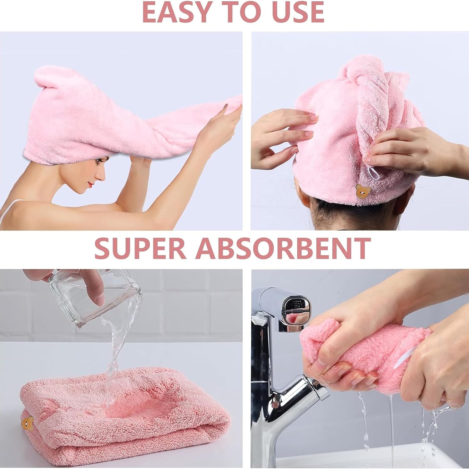 Microfiber Hair Drying Towel Fast Drying Wet Hair. Multicolor - Hias E-commerce