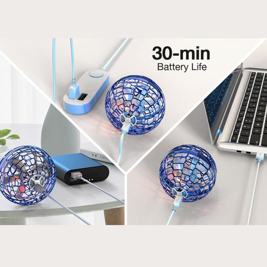 GlowGuard Air Spinner: Colorful LED Flying Ball with Safety Shield