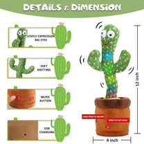 Dancing Cactus Interactive Musical Toy for Kids and Adults Bring Joy to Your Space - Hias E-commerce