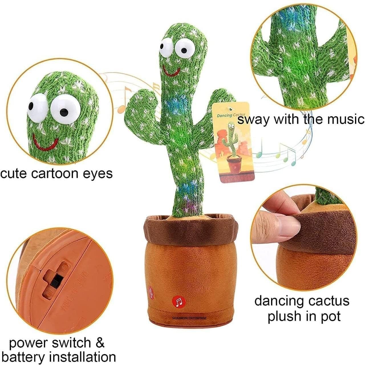 Dancing Cactus Interactive Musical Toy for Kids and Adults Bring Joy to Your Space - Hias E-commerce