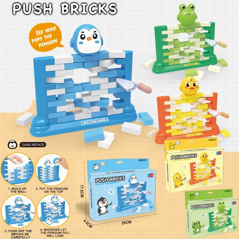 Push Bricks Game Stacking Penguin Frog Duck Saving Bricks Wall Demolition - Hias E-commerce