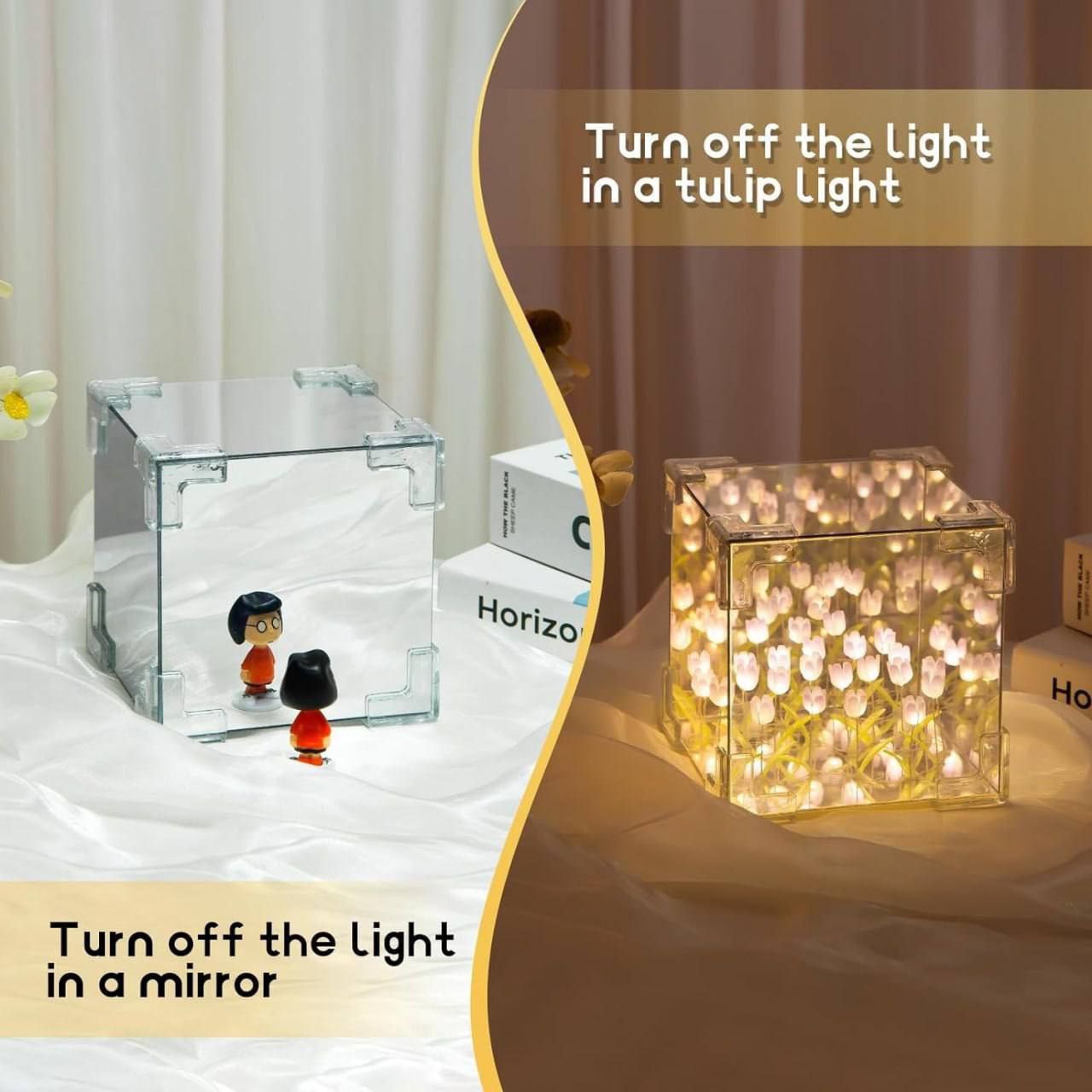 Tulip Cube Mirror Lamp - 21 LED Flowers - Hias E-commerce