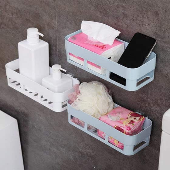 Plastic Wall Shelves With Magic Stickers for Kitchen and Bathroom - Hias E-commerce