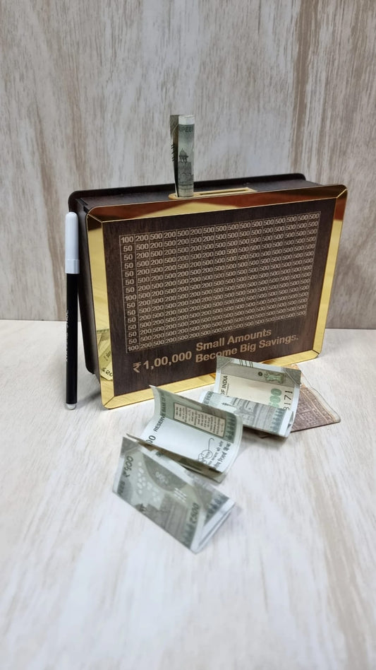 Money/Piggy Bank, Landscape Design Money Box for Kids/Adult/Girls 1,00,000 Savings Challenge Box, Cashbox, Cash Wooden Savings Box, Wooden Coin Piggy Bank, Money Save Box, Money Saver - Hias E-commerce