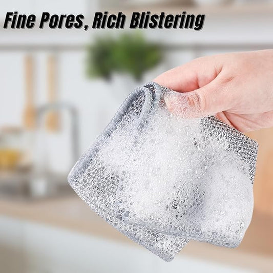 10-Piece Silver Mesh Dishwashing Cloth Set for Cleaning